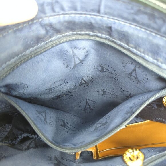 LA Tour Eiffel 1887 Red Green and Blue Pebbled Leather Handbag - Picture 7 of 14